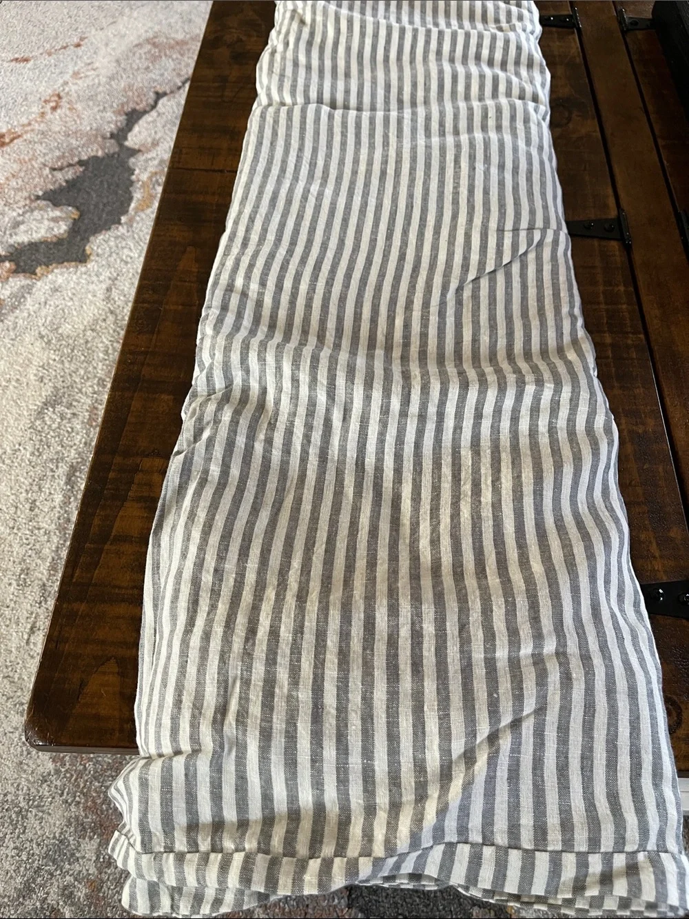 NWOT Quince European Linen Stripe 1 Pc Duvet Cover, King/Cal (Gray/White)